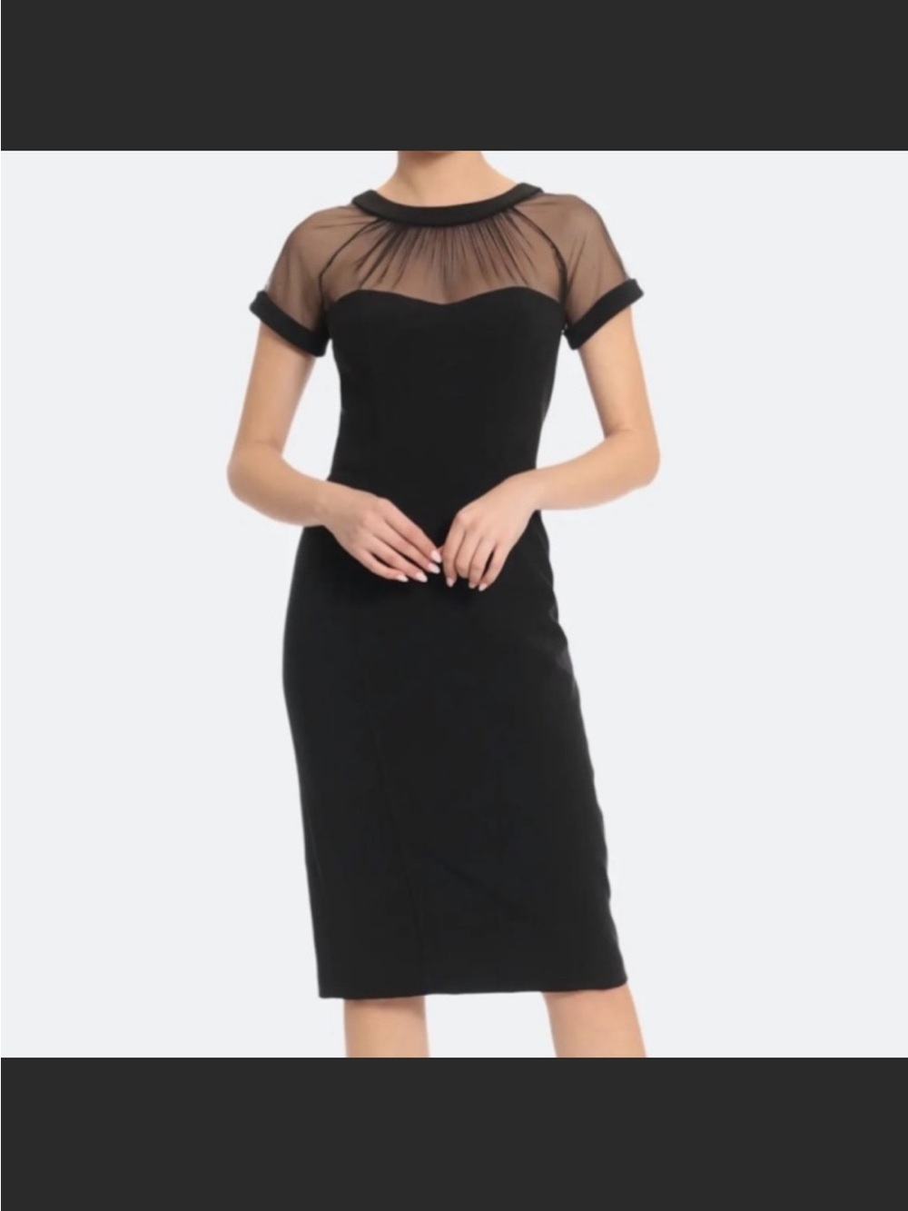 Maggy London Black Sheer Illusion Midi Dress